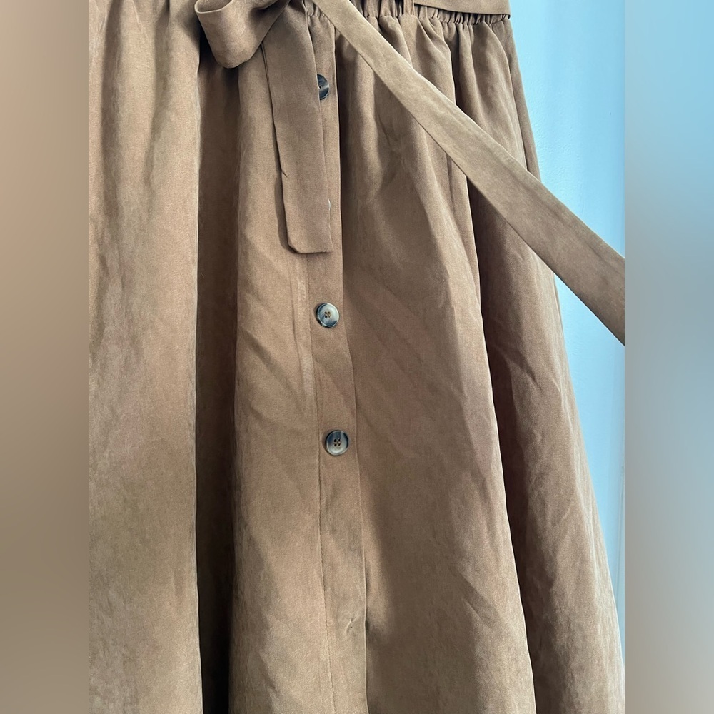 SHEIN Tan A-Line Skirt with Tie Waist - Picture 3 of 4